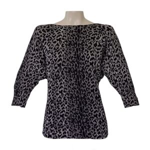 The Limited Gray and Black Leopard Animal Print Sweater Going Out Clubbing Y2K